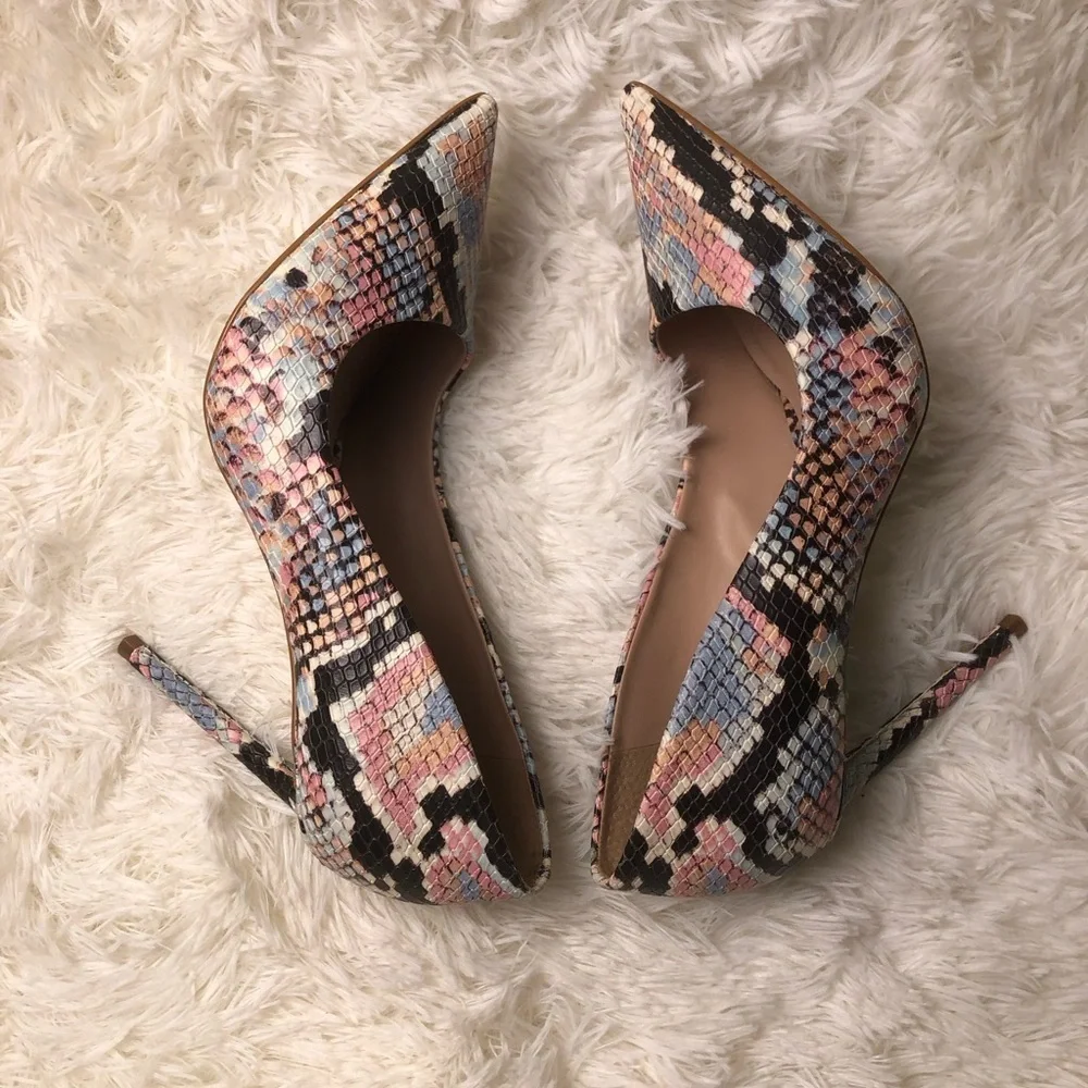 Steve Madden Pink and Black Snake Print Heels - Picture 13 of 16